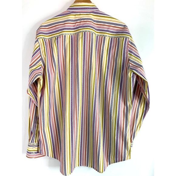 Robert Graham Large Cotton Stripe Embroider Pastel Shirt EUC 6339 Classic Fit - Picture 8 of 16